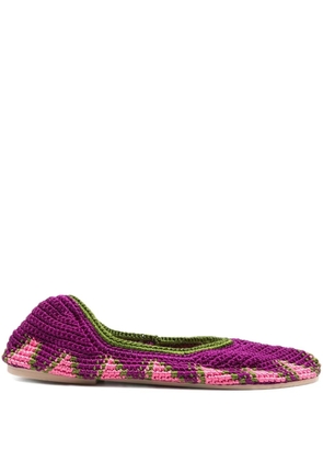 SLO_HAND_MADE crochet patterned ballet flats - Purple