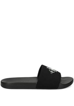 Calvin Klein Jeans logo-embellished canvas slides - Black