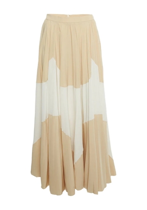 Louis Vuitton Pre-Owned silk pleated maxi skirt - Neutrals