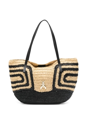 Patrizia Pepe geometric-pattern raffia beach bag - Yellow