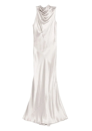 Michelle Mason ruffle bias gown - Grey