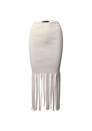 Pre-Owned Alexander Wang fringed-hem midi skirt - White