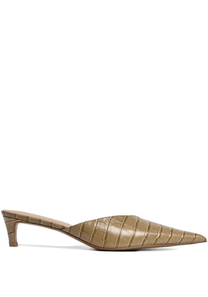 12 STOREEZ 40mm crocodile-embossed pointed-toe mules - Neutrals