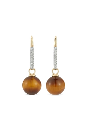Mateo 14kt yellow gold tiger eye and diamond drop earrings