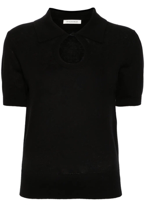 By Malene Birger keyhole-neck ribbed polo top - Black