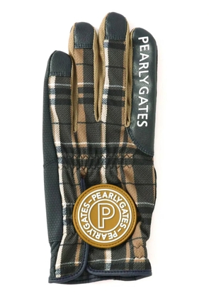 PEARLY GATES logo-appliqué plaid gloves - Black