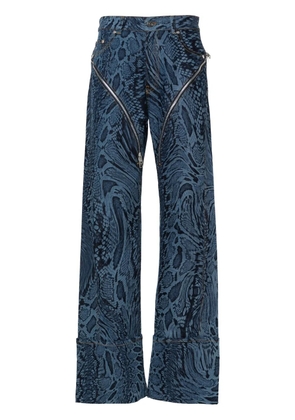 Mugler snakeskin-print straight jeans - Blue