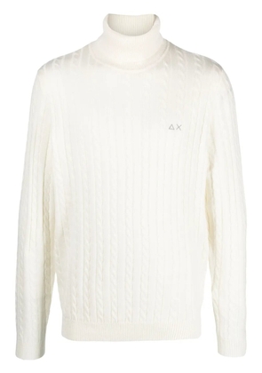 Sun68 logo-embroidered cable-knit jumper - White