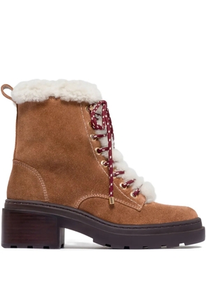 Bernardo 50mm North lace-up shearling boots - Brown