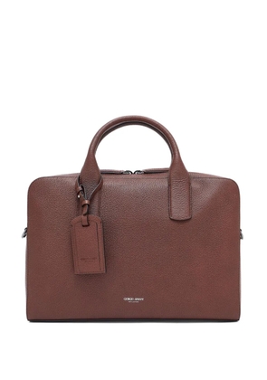 Giorgio Armani leather top-handle briefcase - Brown