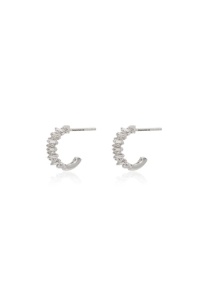 Suzanne Kalan 18kt white gold Classic Zigzag mini diamond hoop earrings - Silver