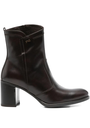 NERO GIARDINI 70mm leather zip-fastening block-heel boots - Brown