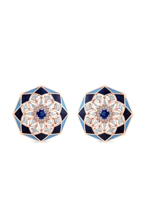 Aneka 18K recycled rose gold Kaleido Prism diamond and sapphire earrings - Blue