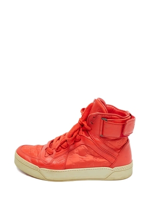 Gucci Pre-Owned nylon leather high-top sneakers - Red