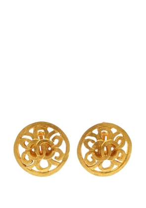 CHANEL Pre-Owned 1995 CC Gold Plated Flower Clip On Earrings costume earrings