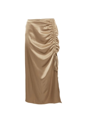 Polo Ralph Lauren Vintage ruched satin-finish midi skirt - Brown