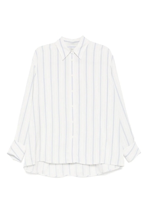 Recto double layered-cuffs striped shirt - White