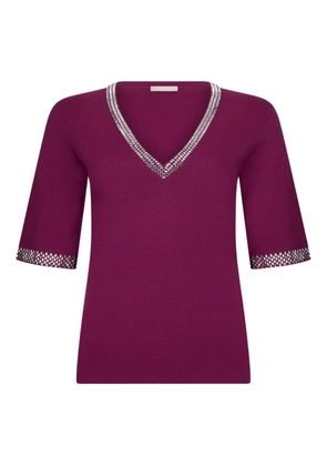 LIU JO V-neck rhinestone T-shirt - Purple