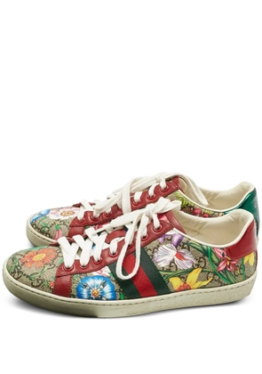 Gucci Pre-Owned canvas floral-print sneakers - Brown