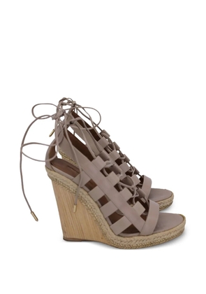 Aquazzura Amazon lace-up wedge sandals - Neutrals