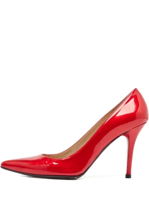 Stuart Weitzman 100mm pointed-toe patent-leather pumps - Red
