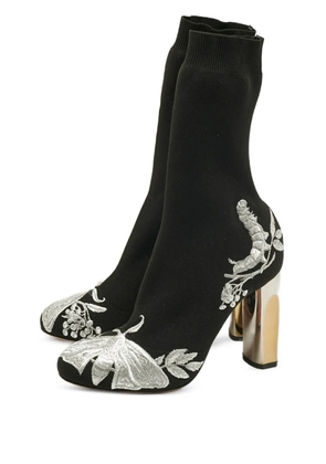 Alexander McQueen Pre-Owned knit embroidered ankle boots 10.5 cm - Black
