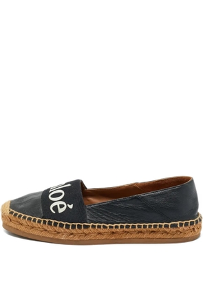 Chloé Pre-Owned leather logo-printed espadrilles - Black