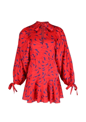 Self-Portrait printed mini dress - Red