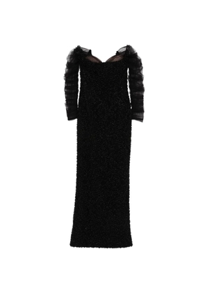JEAN-LOUIS SABAJI ruffled beaded maxi dress - Black