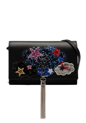 Saint Laurent Pre-Owned 2016 Calfskin Cloud Star Applique Classic Monogram Kate Tassel Wallet on Chain crossbody bag - Black