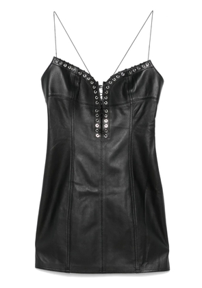 Ludovic de Saint Sernin Cleavage leather mini dress - Black