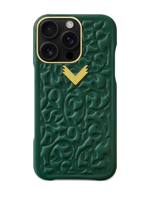 VELANTE embossed floral iPhone 16 Pro phone case - Green