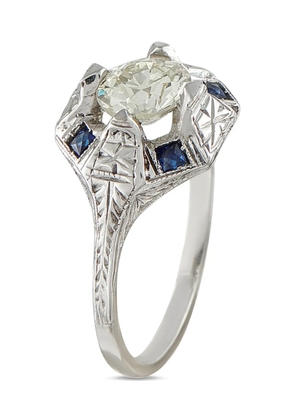 LB Exclusive 18K white gold diamond sapphire octagon ring - Silver