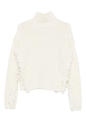 Maje cable-knit fringed sweater - Neutrals