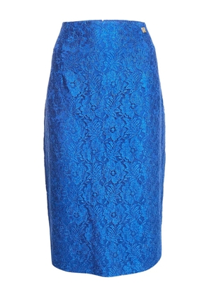 Roberto Cavalli Vintage lace floral midi skirt - Blue