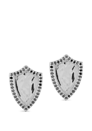 Mateo black-diamond shield cufflinks - Silver
