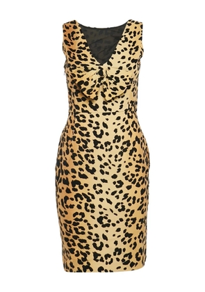Moschino Pre-Owned animal-print V-neck dress - Neutrals