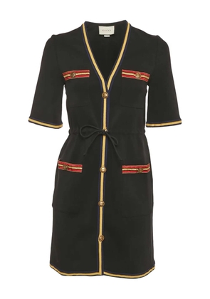 Gucci Pre-Owned stripe trim button dress - Black