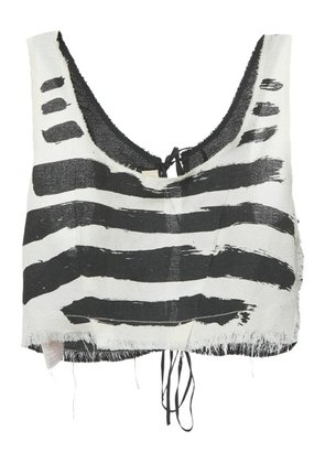 Marni Pre-Owned brushstroke-print frayed top - White
