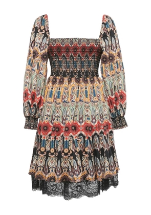 alice + olivia paisley-print mini dress - Neutrals