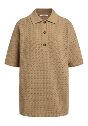 12 STOREEZ open-knit polo top - Neutrals