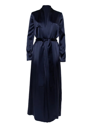 Galvan London pre-owned satin belted coat - Blue