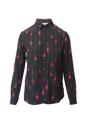 Saint Laurent Pre-Owned guitar embroidered woven shirt - Black