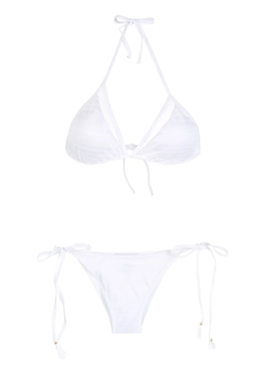 Brigitte tie-fastened halterneck bikini - White
