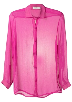 Amir Slama sheer crinkled silk shirt - Pink