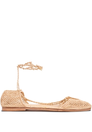SLO_HAND_MADE raffia-crochet ballet flats - Neutrals