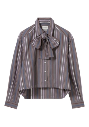 Claudie Pierlot striped bow-tie shirt - Brown