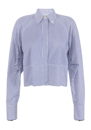 Elisabetta Franchi striped cropped shirt - Blue