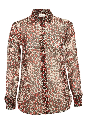 Saint Laurent Pre-Owned leopard-print silk shirt - Red
