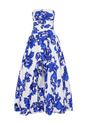 Aje floral-print strapless dress - Blue
